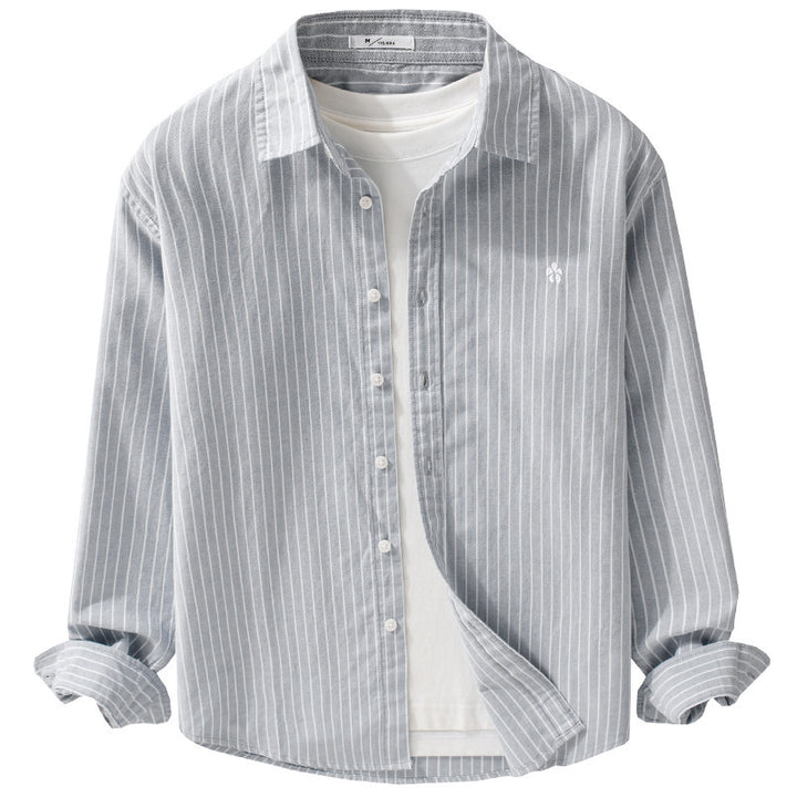 Herren Gestreiftes Layering-Hemd aus feinem Oxford-Baumwollstoff mit entspanntem Schnitt Echoarchiv