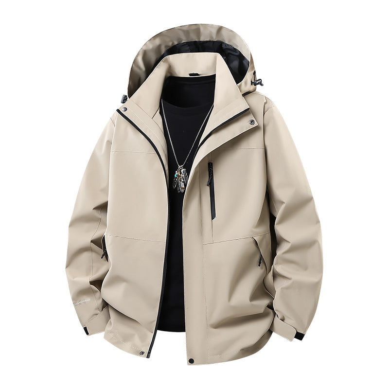 Herren Technische Softshell‑Regenjacke mit verschweißten Nähten, verstellbarer Kapuze und wasserabweisenden Reißverschlüssen Echo Archiv