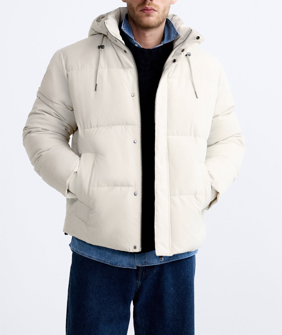 Herren gesteppte Winterjacke mit abnehmbarer Kapuze und isolierender Fütterung Hedi-Mode