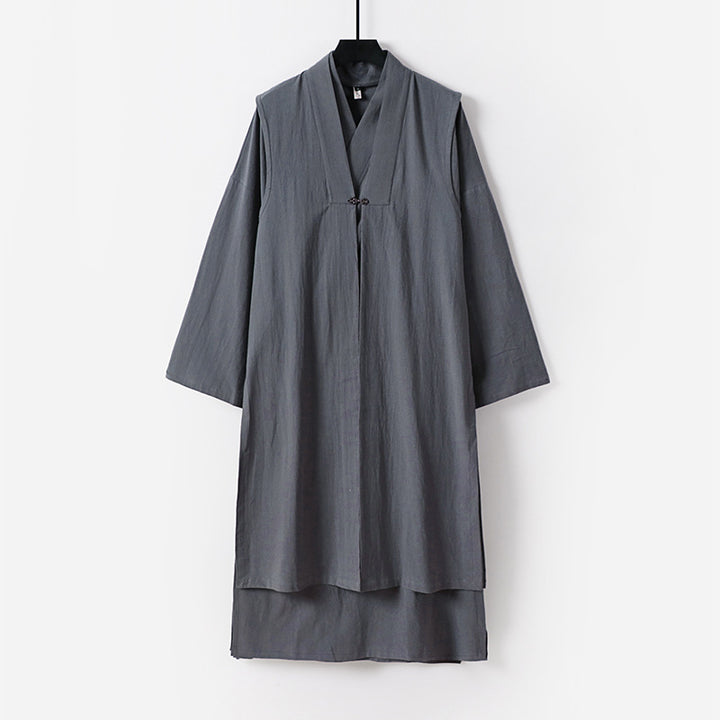 Unisex Langer Oversize-Kimono‑Mantel mit dezentem Knebelverschluss und weiter Silhouette Echoarchiv