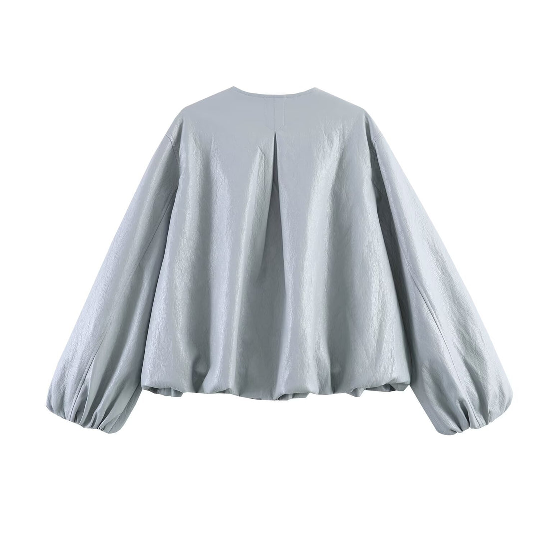 Damen Oversize-Jacke mit Ballonärmeln, Reißverschluss und geraffter Passe Echo Archiv