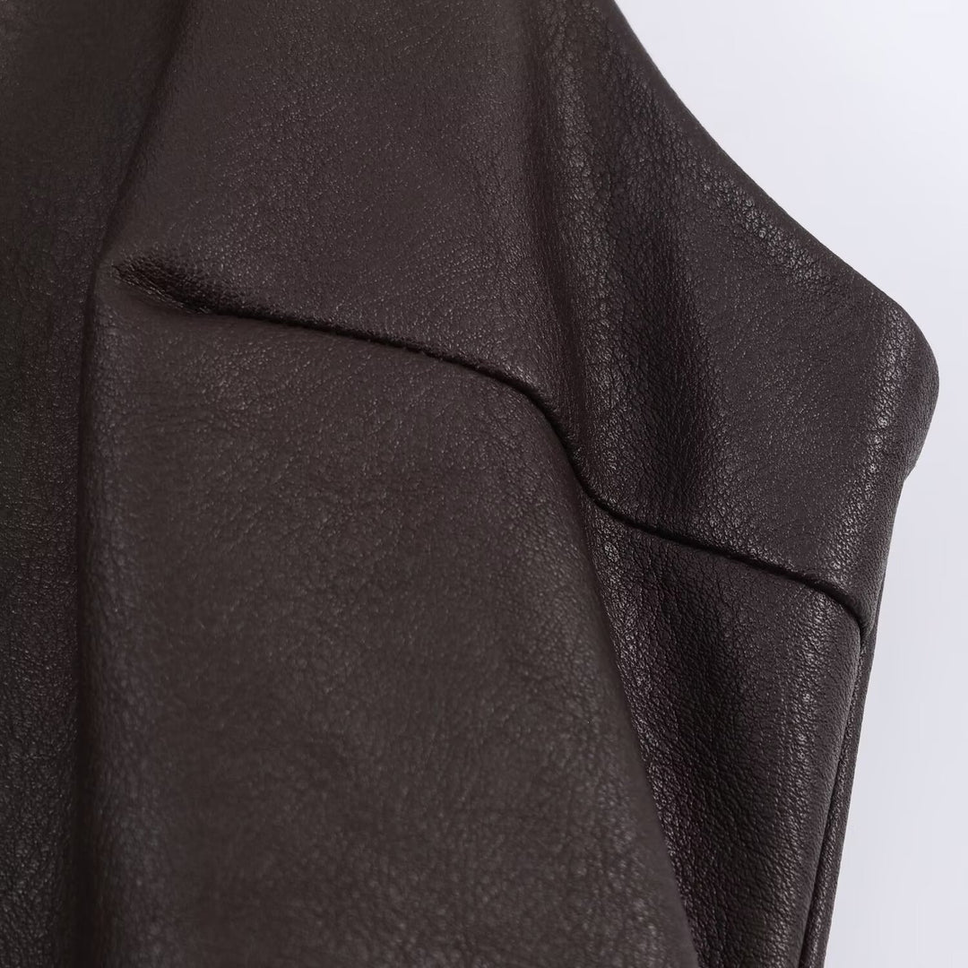 Damen ärmelloses Kunstlederkleid mit voluminösem Rock Echo Archiv