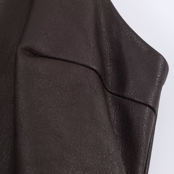 Damen ärmelloses Kunstlederkleid mit voluminösem Rock Echo Archiv