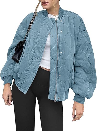 Damen Gepolsterte Oversize-Stepp-Bomberjacke mit Rippbündchen und dekorativer Ziersteppung Echo Archiv