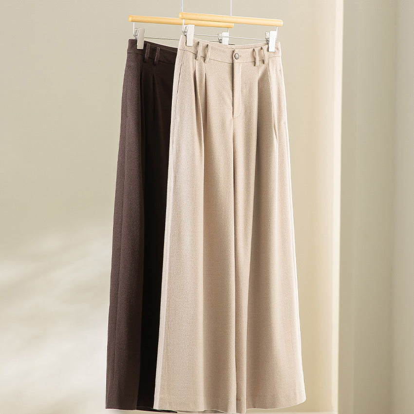 Damen Weite Bundfalten-Hochbundhose aus Wollmischung Echoarchiv