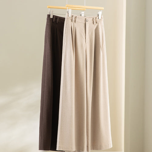 Damen Weite Bundfalten-Hochbundhose aus Wollmischung Echoarchiv