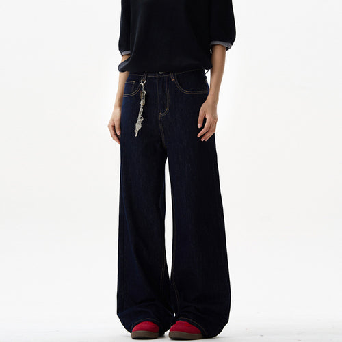 Damen Fließende Oversize-Denim-Palazzohose mit hohem Bund und langen Saumfalten Echo Archiv