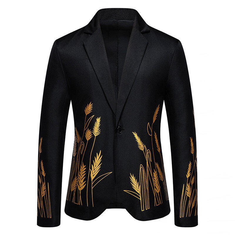 Herren eleganter Blazer mit floralen Stickereien Echoarchiv