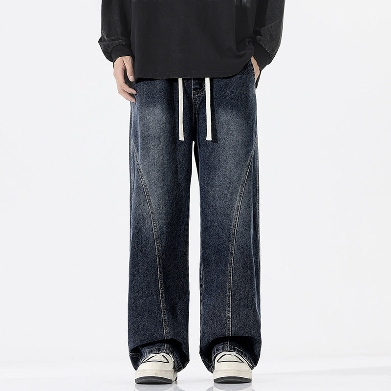 Herren Skulpturale Baggy-Denimhose mit tiefem Schritt und abgerundetem Saum Echo Archiv