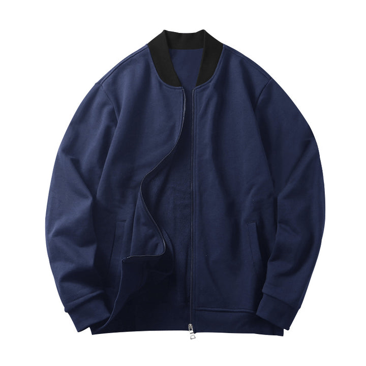 Herren Minimalistische Bomberjacke mit durchgehendem Reißverschluss, geripptem Stehkragen & Eingrifftaschen – Brevano