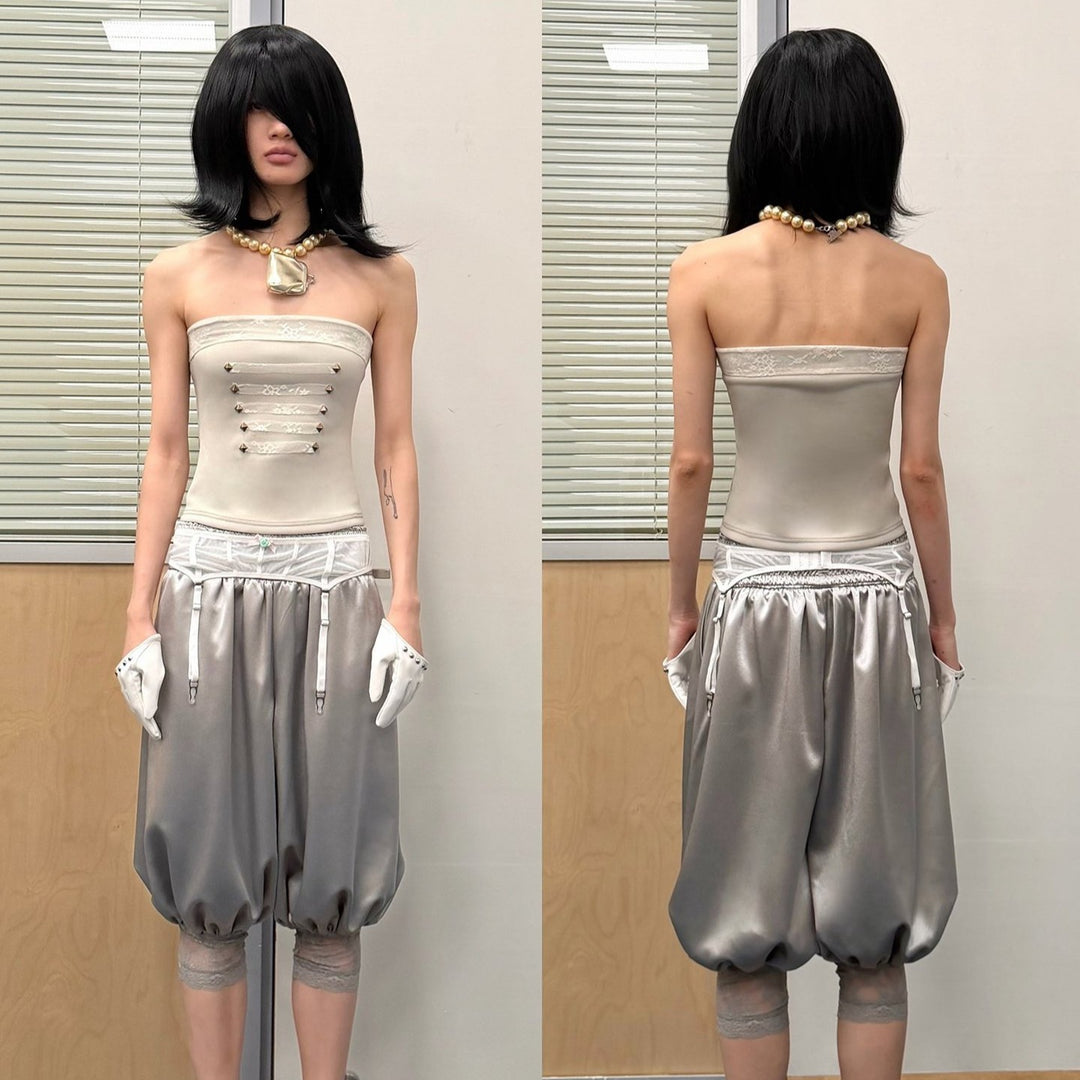 Damen Stilvolles Strapless Top mit glamourösen Verzierungen Echo Archiv