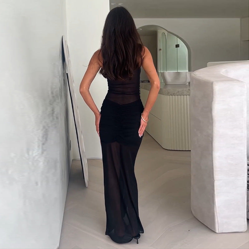 Damen Elegantes Wickel-Maxikleid mit transparenter Spitze und raffiniertem Design Echo Archiv