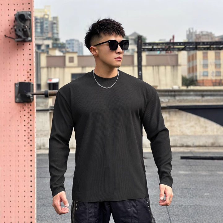 Herren Langarmshirt aus hochwertigem Rippmaterial mit lässigem Schnitt Echoarchiv