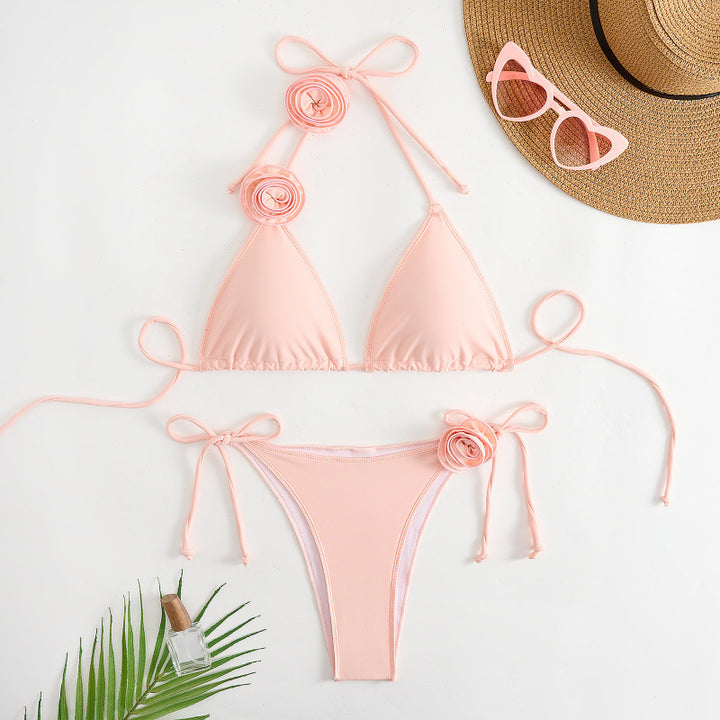 Damen Triangel-Bikini mit verspieltem Blumendesign und verstellbaren Trägern Echo Archiv