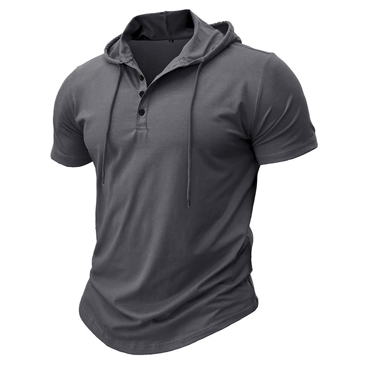 Herren Kurzarm-Hoodie mit Knopfleiste und sportlicher Passform Echoarchiv