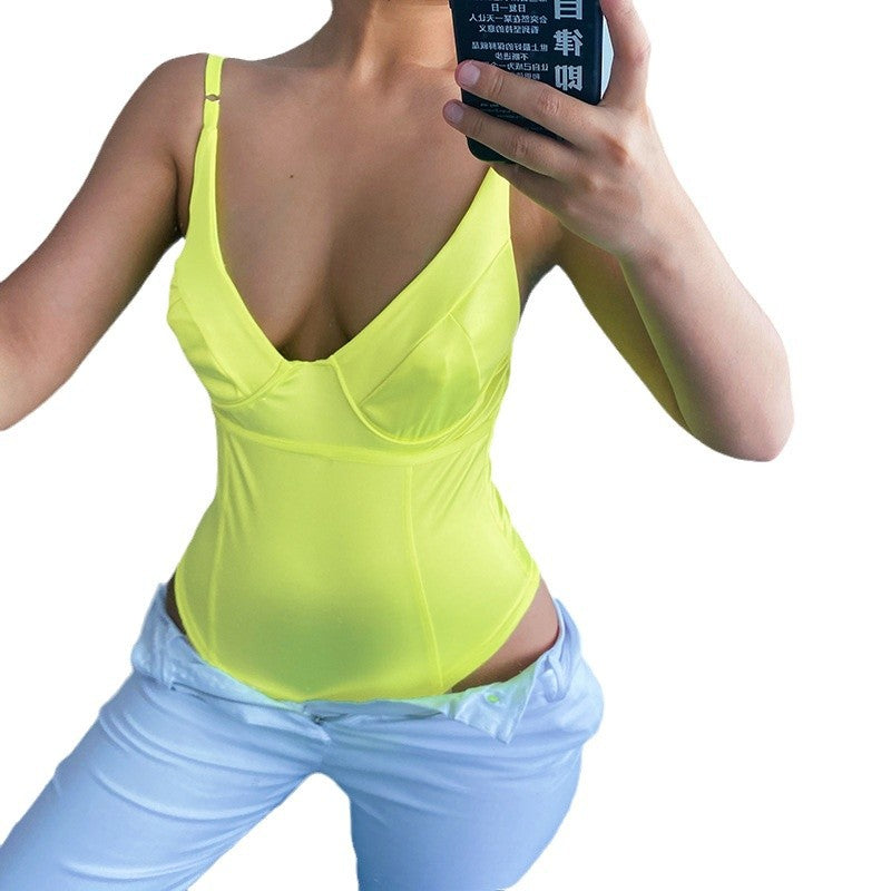 Damen Satin-Bustier-Top mit tiefem V-Ausschnitt und eleganter Passform Echo Archiv