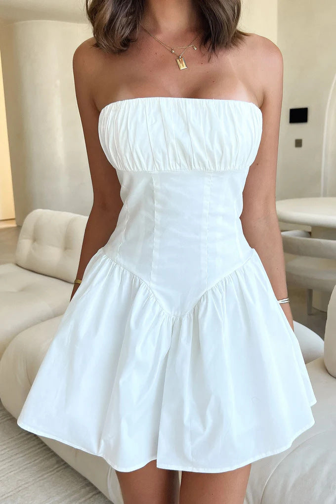 Damen Cocktailkleid mit Bandeau-Ausschnitt und fließendem Rock Echo Archiv