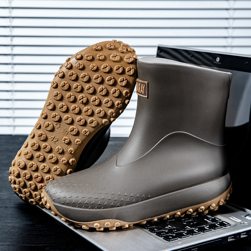 Unisex Wasserdichte Kurz-Gummistiefel mit rutschfester Noppenlaufsohle und wärmeisolierender Innensohle Echoarhiv