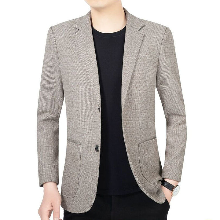 Herren Tailliertes Wollmix-Sakko im Casual-Blazer-Stil mit aufgesetzten Taschen Echoarchiv