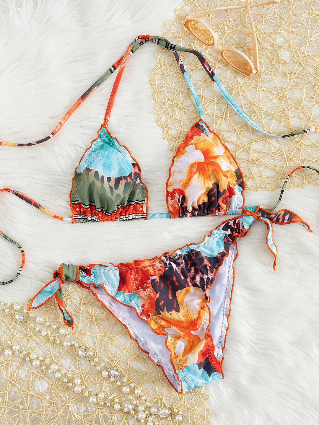 Damen floral gemusterter Triangel-Bikini Echo Archiv