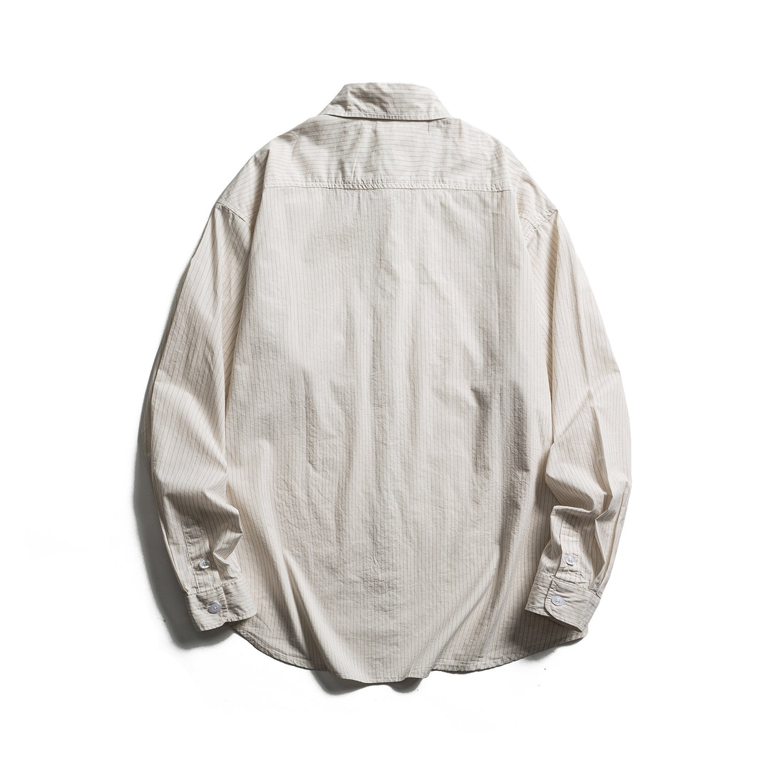 Unisex Lockeres Oversize-Hemd mit Nadelstreifen, Brusttasche und Drop-Shoulder Echoarchiv