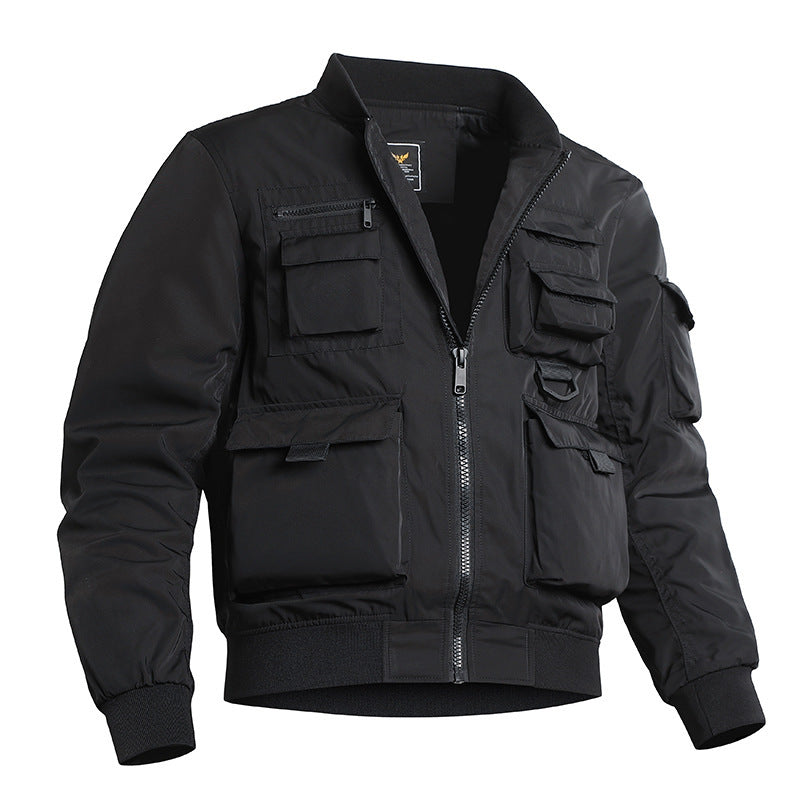 Herren Taktische Bomberjacke im Field‑Look mit modularen Außenfächern und elastischem Saum Echo Archiv