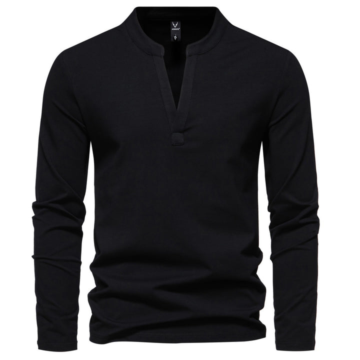 Herren nan langärmeliges Henleyshirt mit Stehkragen, tiefer V-Öffnung und schmaler Passform Echo Archiv