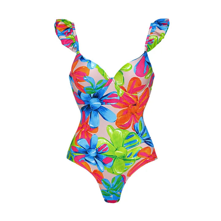 Damen Einteiler Badeanzug mit floralem Cut-Out Design Echo Archiv