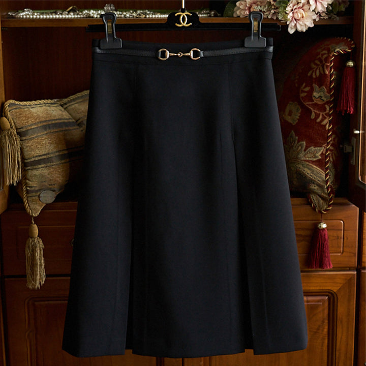 Damen Midirock mit schwingendem Design und Taillengürtel Echoarchiv