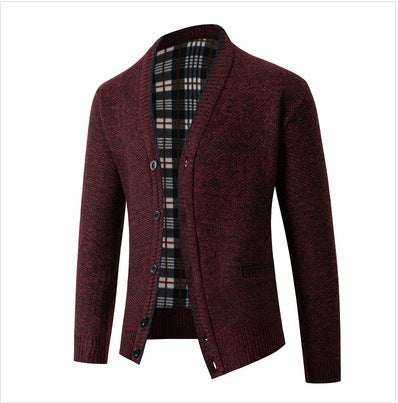 Herren eleganter Strickcardigan mit Karomuster Echoarchiv
