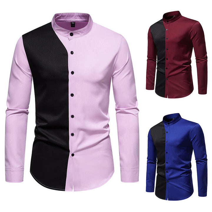 Herren elegantes Langarmhemd mit modernem Farbblockdesign Echoarchiv