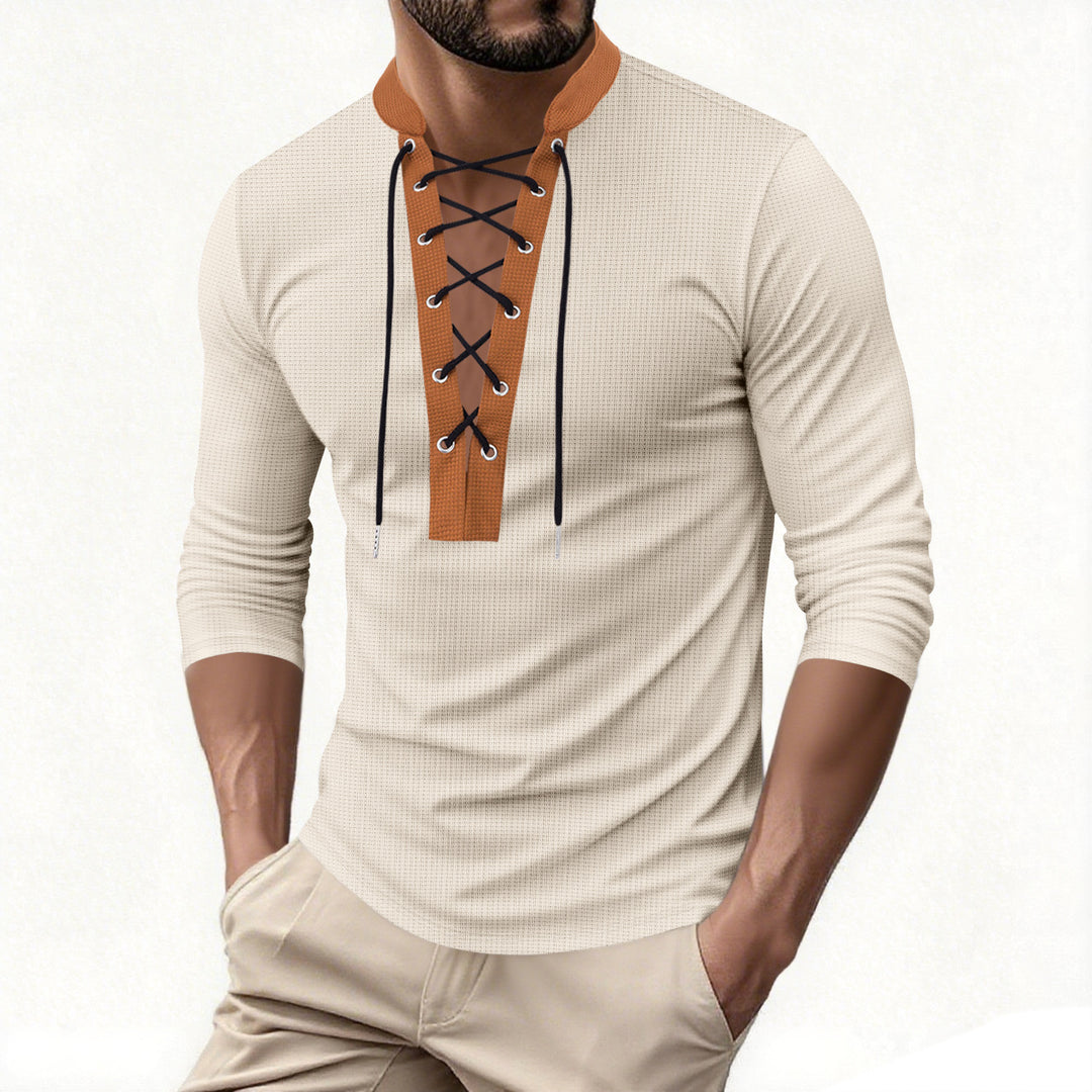 Herren modisches Langarmshirt mit Schnürung Echoarchiv