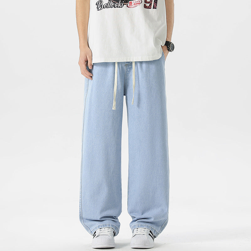 Herren Oversize Denim-Baggyhose mit Kordelzug und stonewashed Baumwollmix Echo Archiv