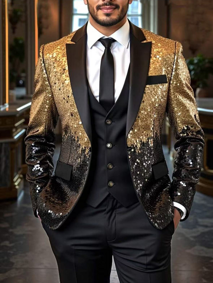 Herren Pailletten‑Sakko mit Satin‑Schalkragen und tailliertem Schnitt Echo Archiv