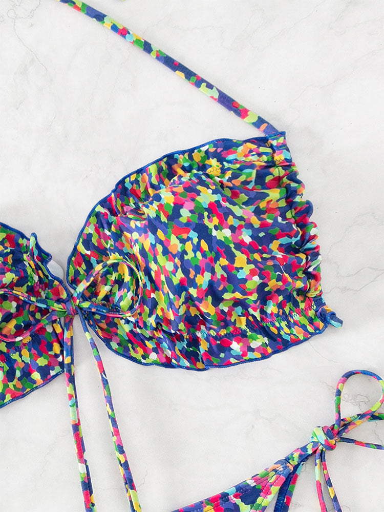 Damen Bikini mit sexy hoch geschnittenem Slip und buntem Design Echo Archiv