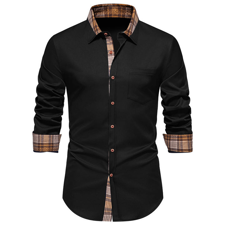 Herren Elegantes Langarmhemd mit Kontrastdetails Echoarchiv