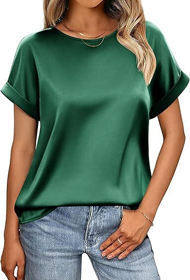 Echoarchiv | Satin-T-Shirt mit Umgeschlagenen Ärmeln für Damen