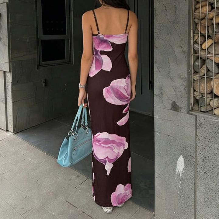 Damen Maxikleid mit floralem Design und schmalen Spaghettiträgern Echo Archiv