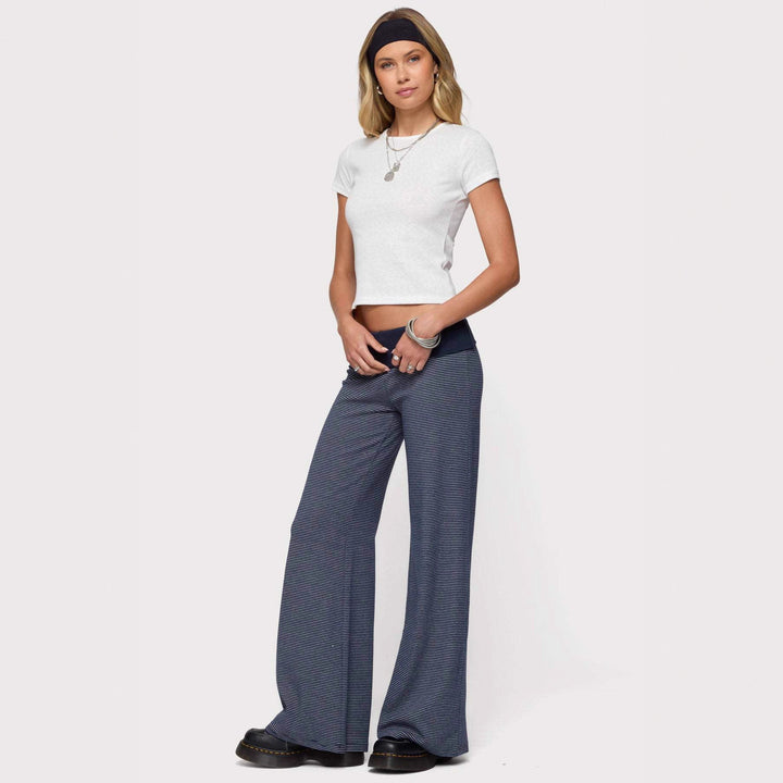 Damen weite Lounge-Hose mit elastischem Bund und maritimem Streifenmuster Echo Archiv