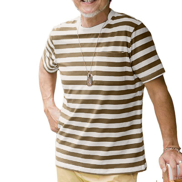 Herren klassisches Streifen-T-Shirt mit Brusttasche Echoarchiv