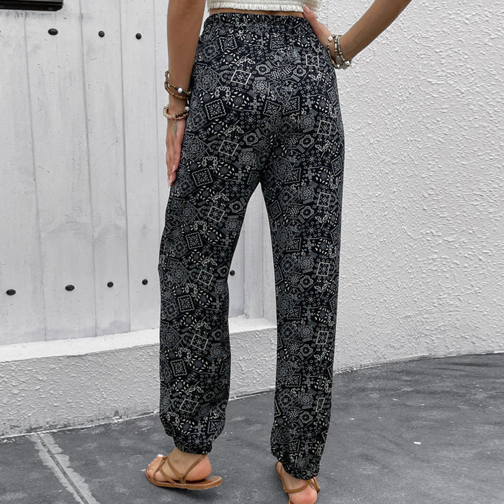 Damen Boho-Haremshose mit elastischem Taillenbund, Kordelzug und Seitentaschen – Avélisse