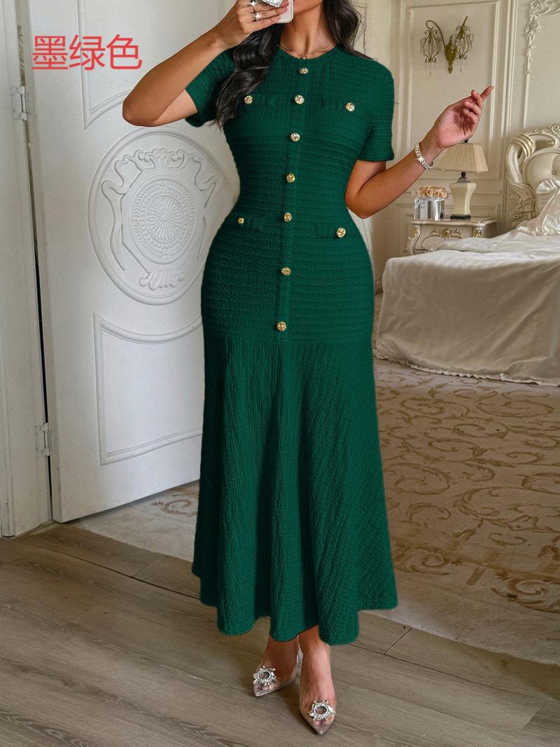 Damen Maxikleid mit eleganten Knopfdetails und strukturiertem Stoff Echo Archiv