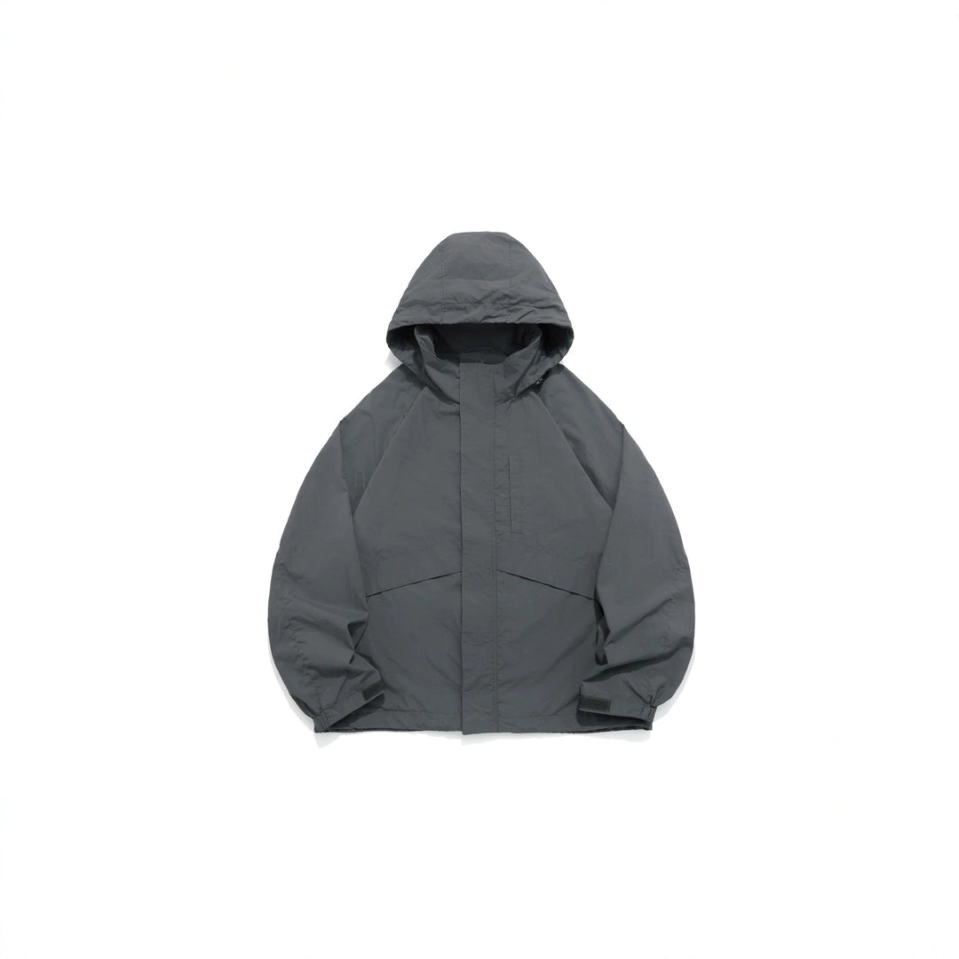 Unisex Weite wasserabweisende Kapuzenparka mit verdeckter Reißverschlussblende und Klappentaschen Echoarchiv