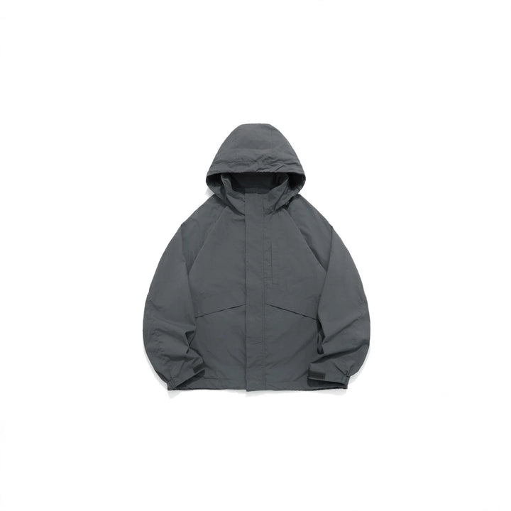 Unisex Weite wasserabweisende Kapuzenparka mit verdeckter Reißverschlussblende und Klappentaschen Echoarchiv