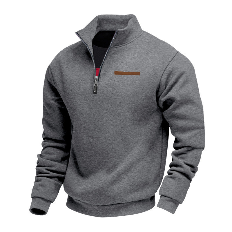 Herren sportlicher Fleece-Pullover mit hochschließendem Kragen und praktischer Reißverschlussblende Echoarchiv