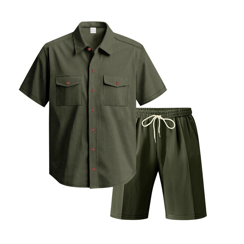 Herren elegantes Kurzarmhemd und kurze Hose Set Echoarchiv