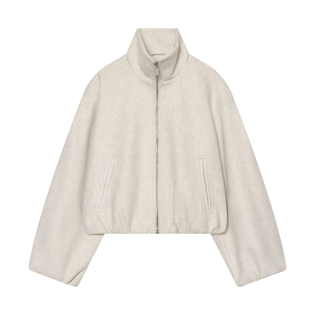 Damen Cropped Wollmix-Blouson mit hohem Stehkragen und Reißverschluss Echo Archiv