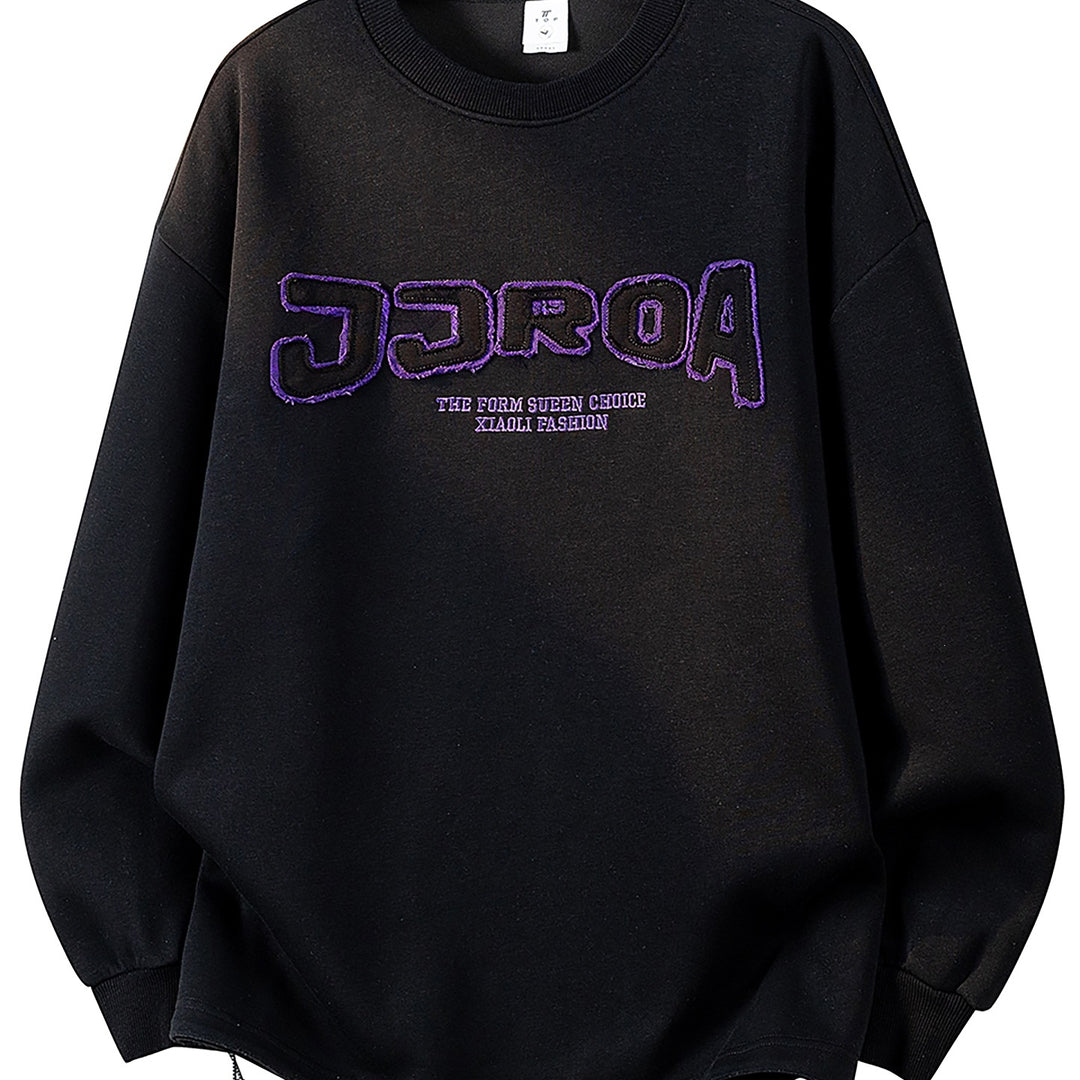 Damen Oversize-Sweatshirt mit gesticktem Schriftzug, abgerundetem Saum & überschnittener Schulter Echoarchiv