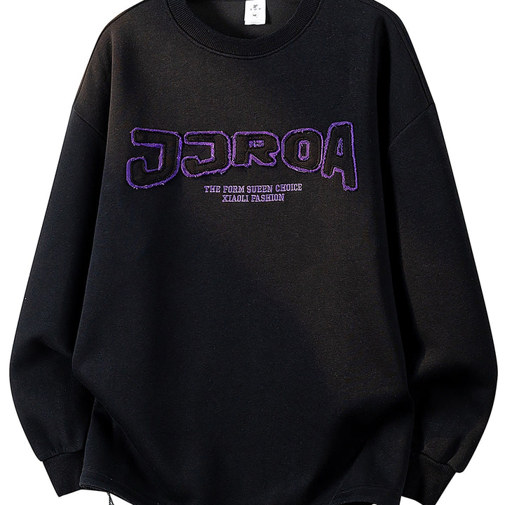 Damen Oversize-Sweatshirt mit gesticktem Schriftzug, abgerundetem Saum & überschnittener Schulter Echoarchiv