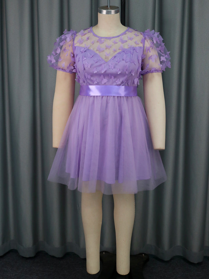 Damen Festliches Kleid mit transparenten Puffärmeln und zarten Schmetterlingsdetails Echo Archiv
